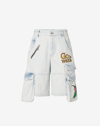 Bleached Embroidered Ultracargo Bermuda | Men Trousers White | GCDS Spring/Summer 2023